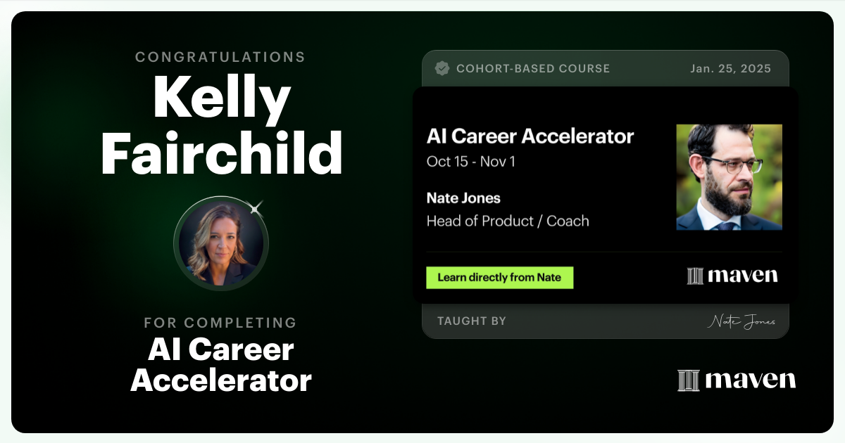 Certificate of Completion for AI Career Accelerator