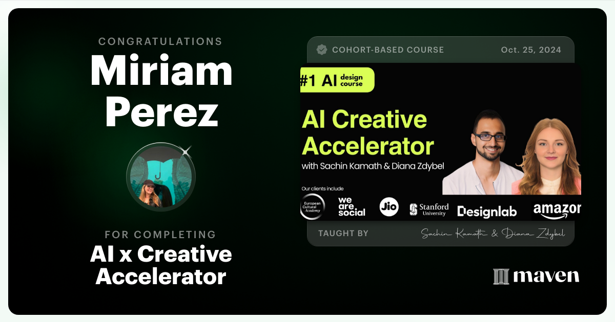 Certificate of Completion for AI x Creative Accelerator