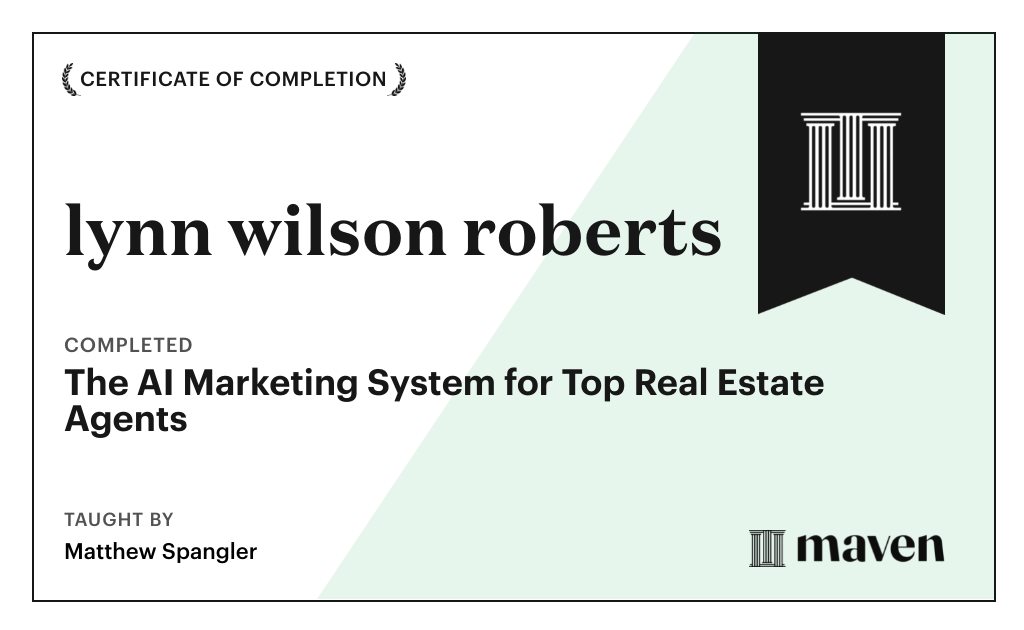 Certificate for The AI Marketing System for Top Real Estate Agents
