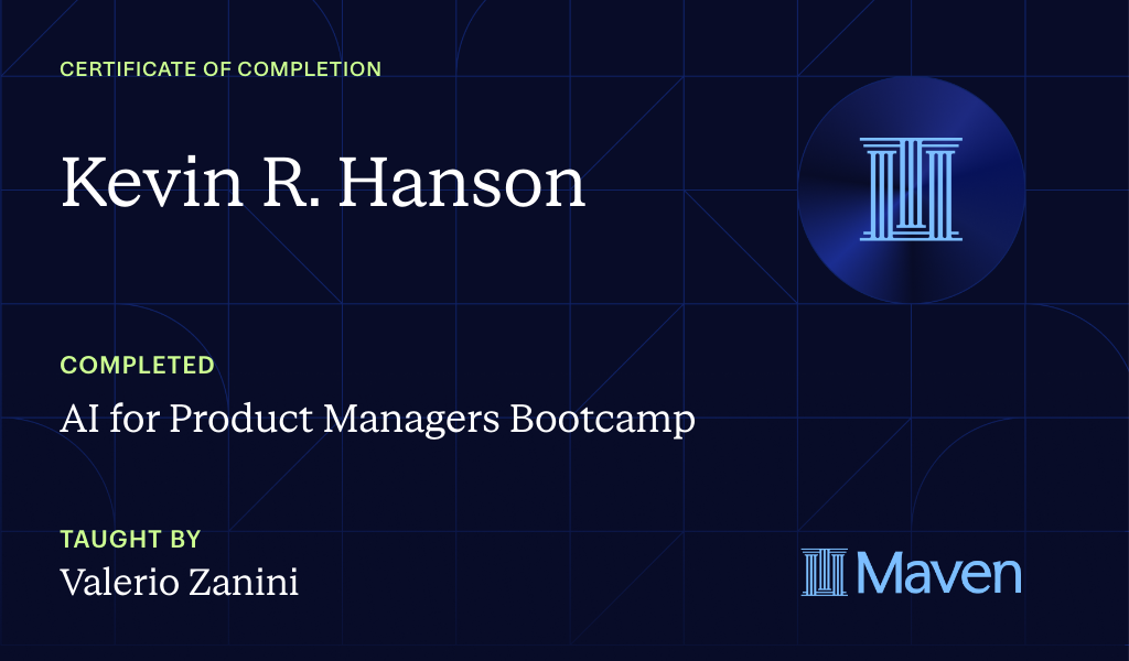 Certificate for AI Product Management Hands-on Bootcamp