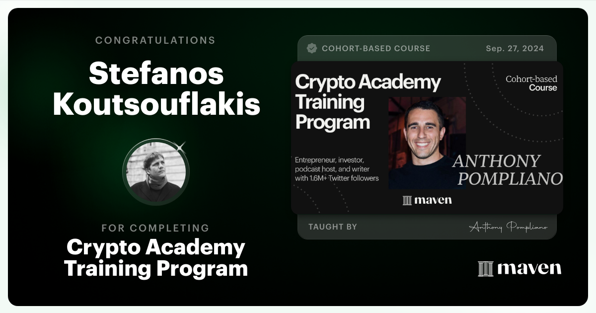 Certificate of Completion for Crypto Academy Training Program
