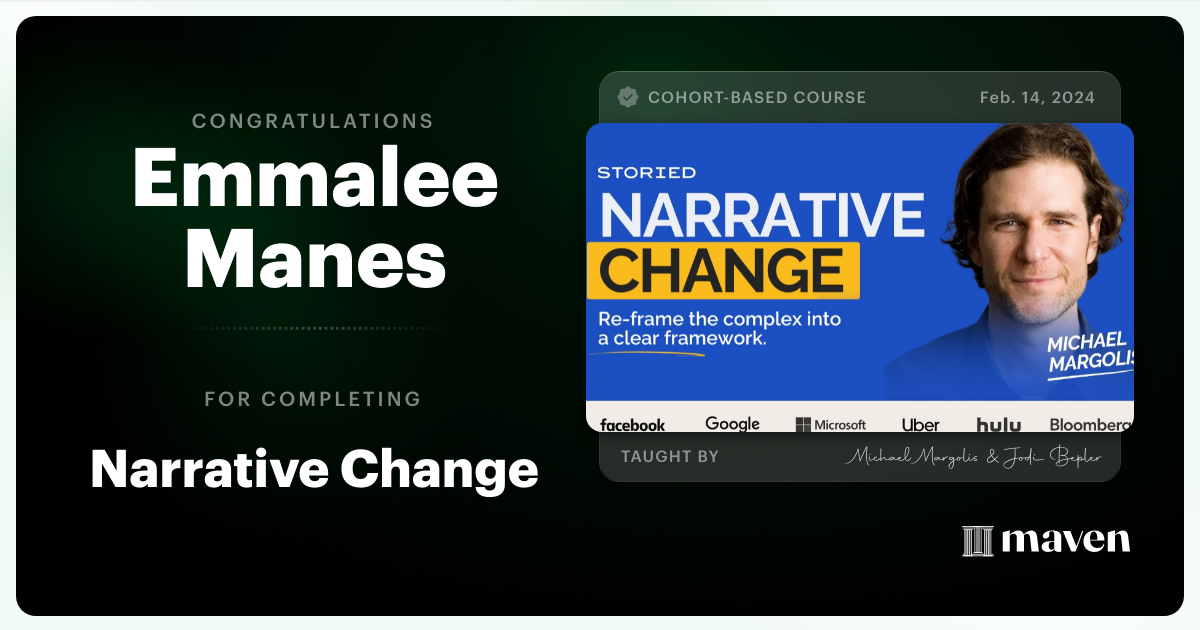 Certificate of Completion for Narrative Change