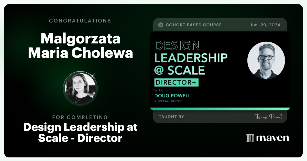 Certificate of Completion for Design Leadership at Scale: Director