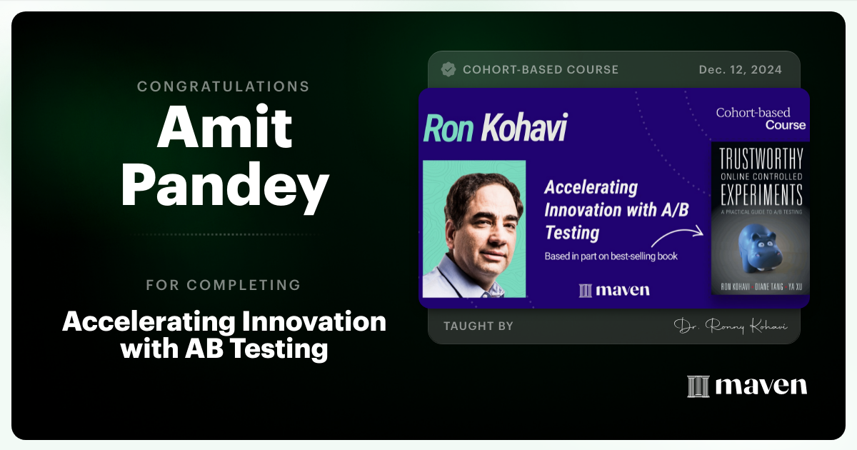 Certificate of Completion for Accelerating Innovation with A/B Testing