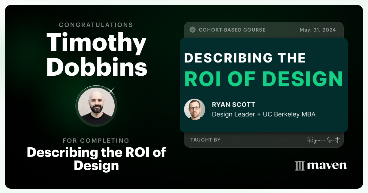 Certificate of Completion for Describing the ROI of Design