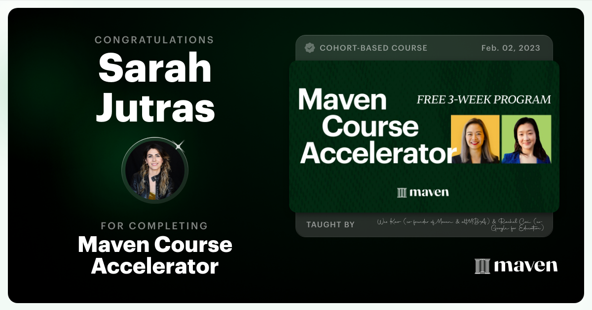 Certificate of Completion for Maven Course Accelerator