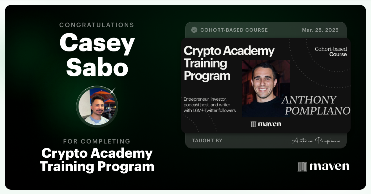 Certificate of Completion for Crypto Academy Training Program