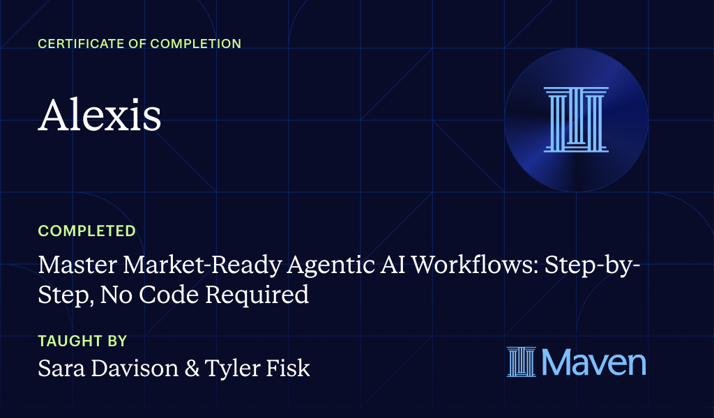 Certificate for Master Market-Ready Agentic AI Workflows: Step-by-Step, No Code Required