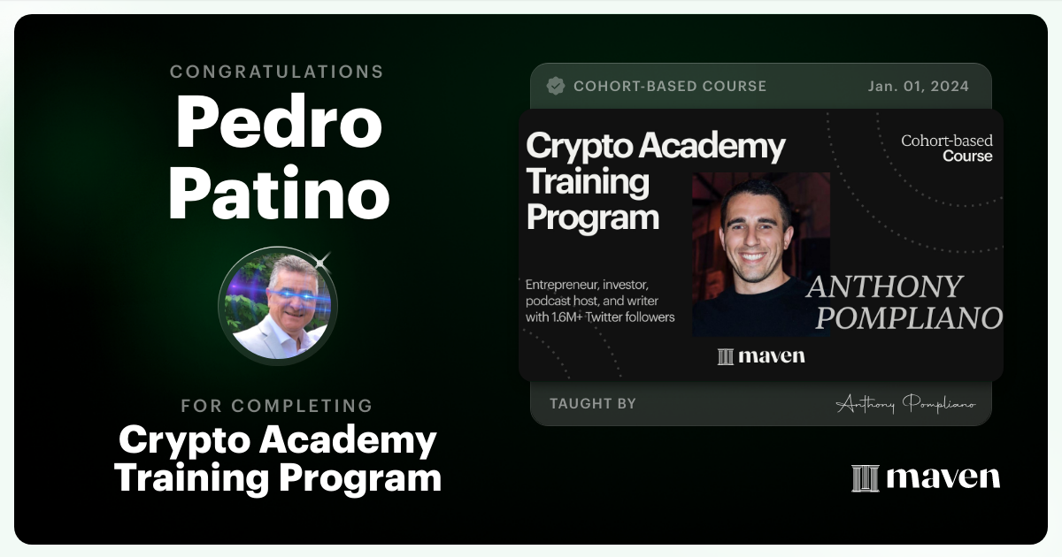 Certificate of Completion for Crypto Academy Training Program
