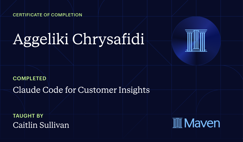 Certificate for Claude Code for Customer Insights