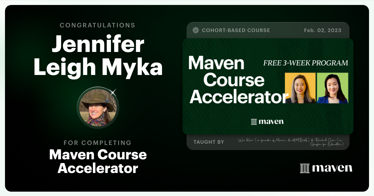 Certificate of Completion for Maven Course Accelerator