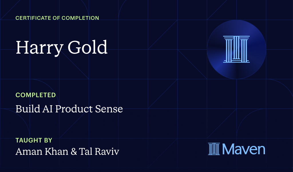 Certificate for Build AI Product Sense