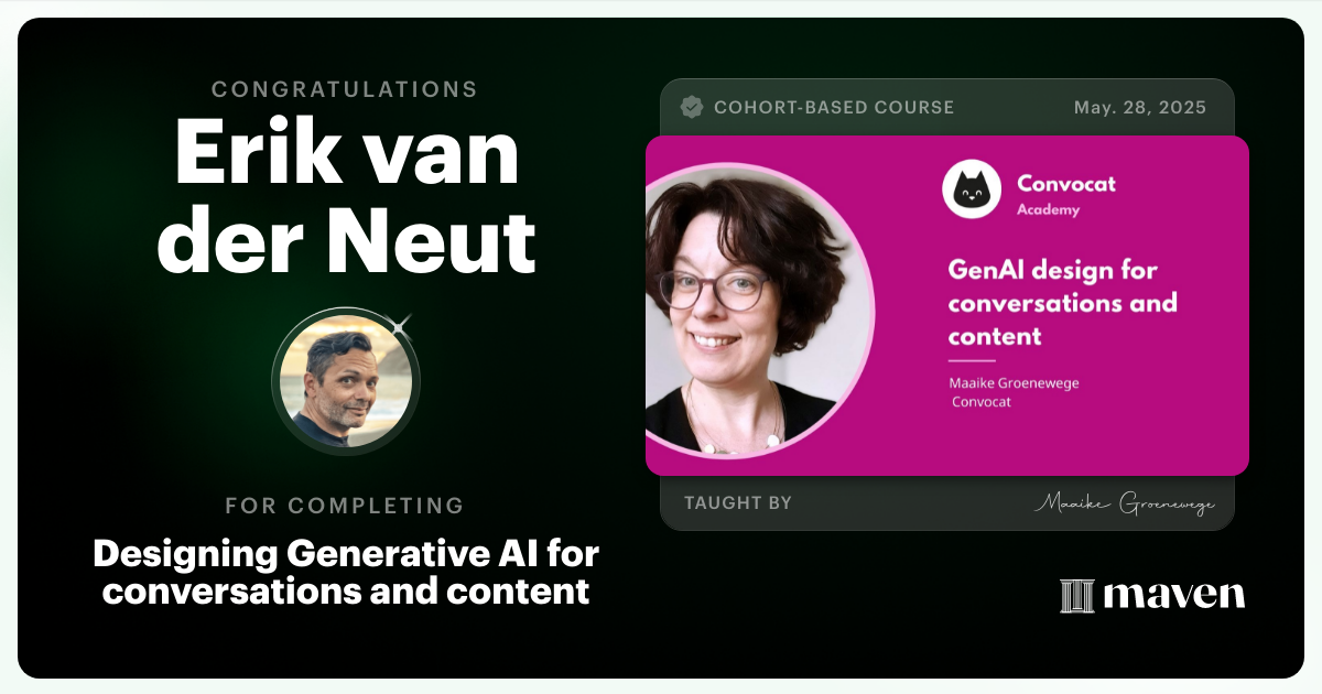 Certificate of Completion for Designing Generative AI for conversations and content