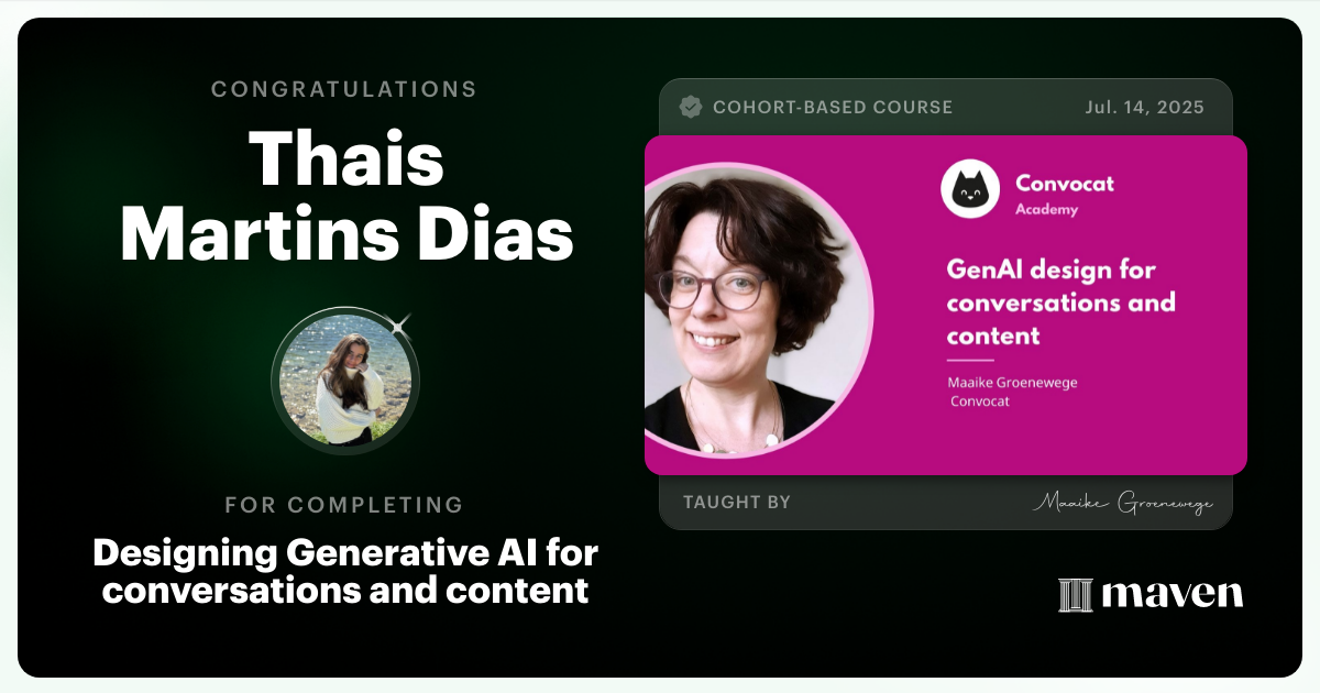 Certificate of Completion for Designing Generative AI for conversations and content