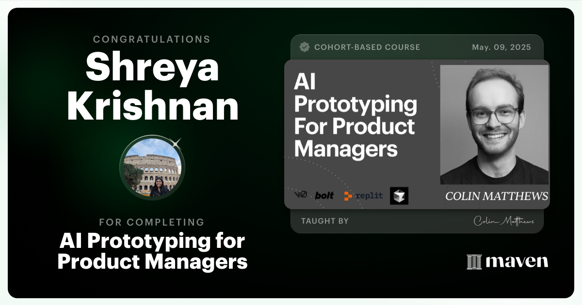 Certificate of Completion for AI Prototyping for Product Managers