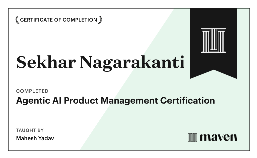 Certificate for Agentic AI Product Management Certification