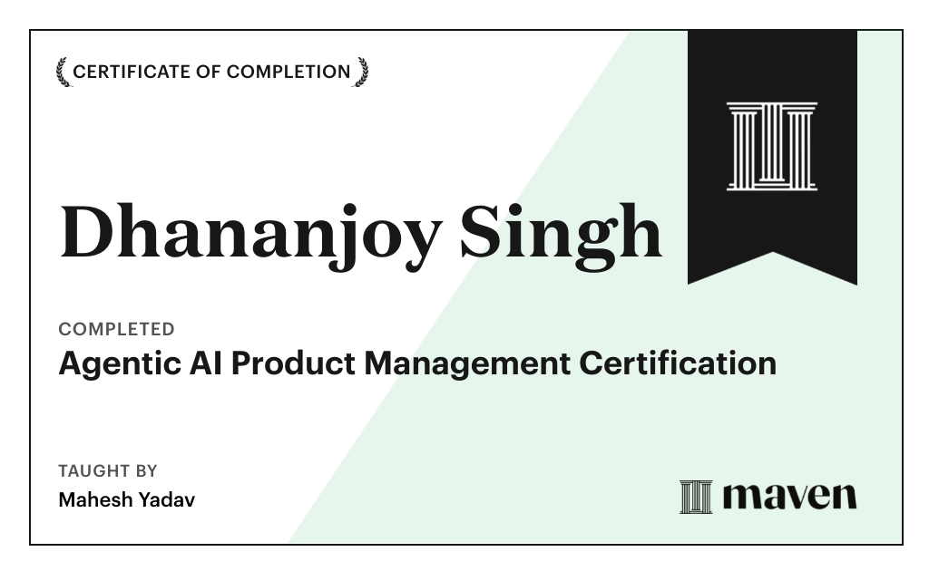 Certificate for Agentic AI Product Management Certification