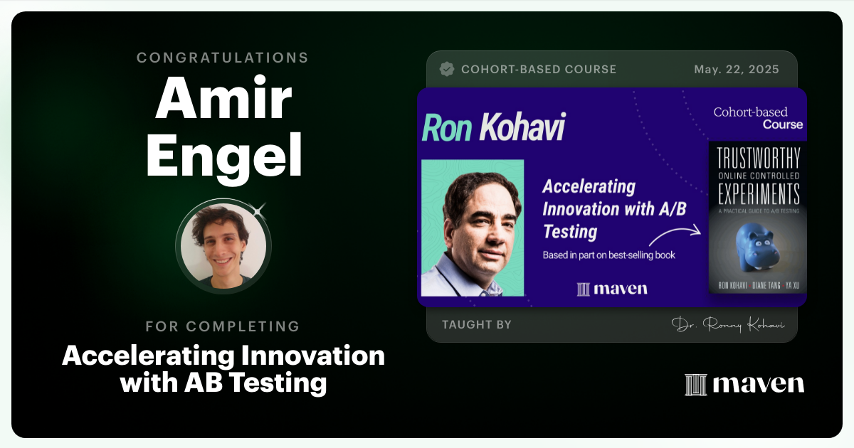 Certificate of Completion for Accelerating Innovation with A/B Testing