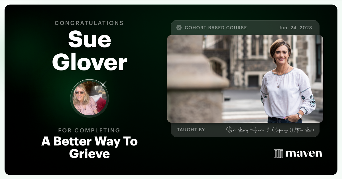 Certificate of Completion for Better Ways To Grieve