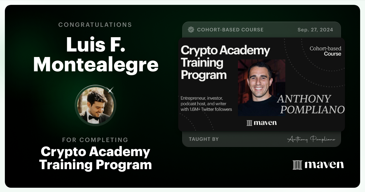 Certificate of Completion for Crypto Academy Training Program