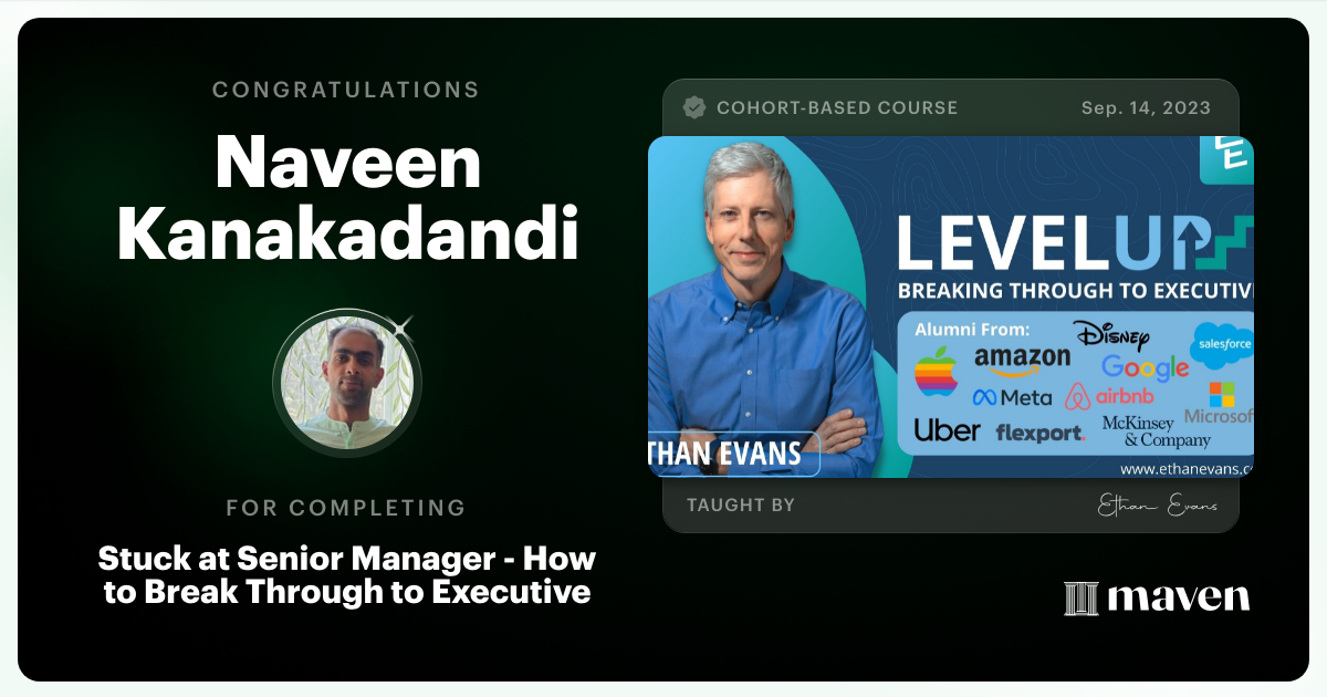 Certificate of Completion for Beyond Senior Manager - Break Through to Strategic Executive