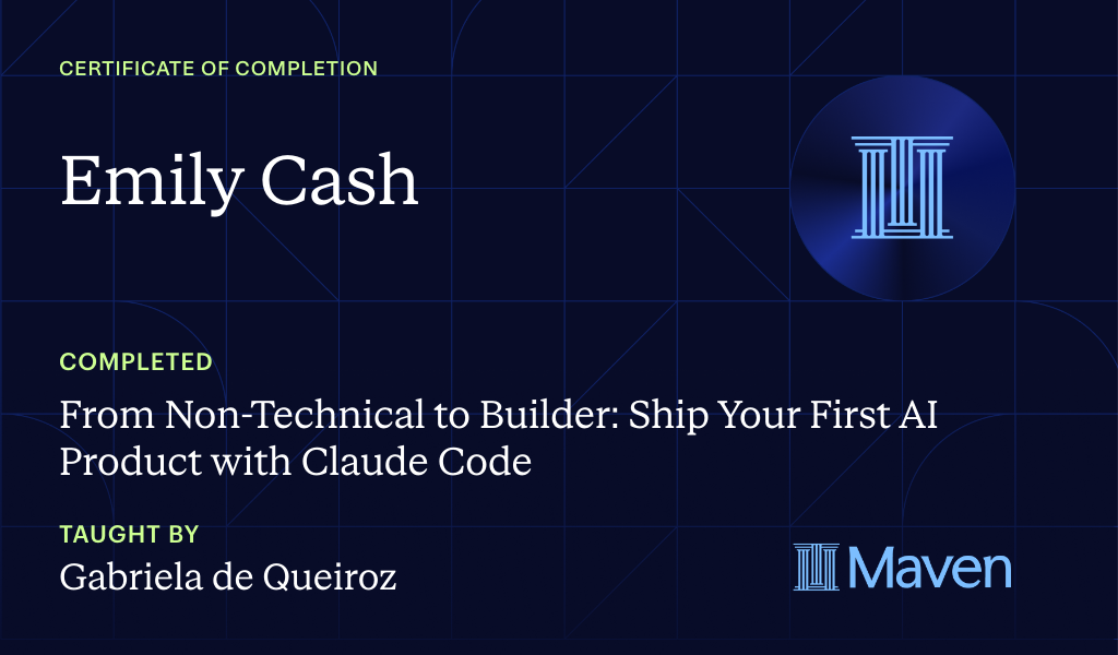 Certificate for From Non-Technical to Builder: Ship Your First AI Product with Claude Code