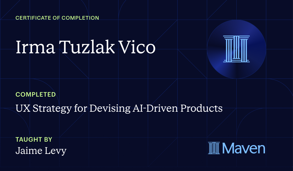Certificate for UX Strategy for Devising AI-Driven Products