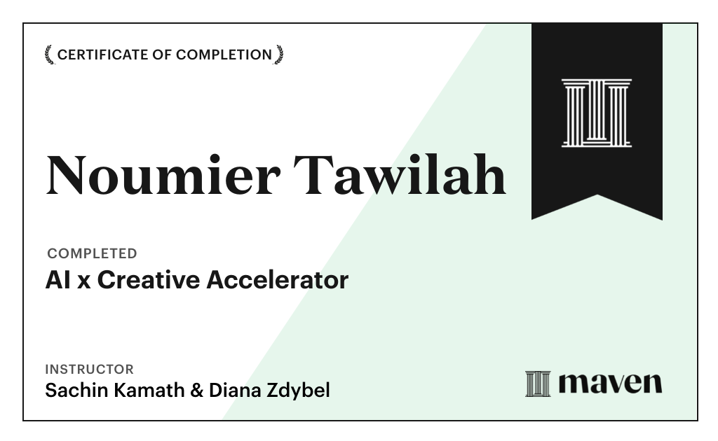 Certificate for AI x Creative Accelerator