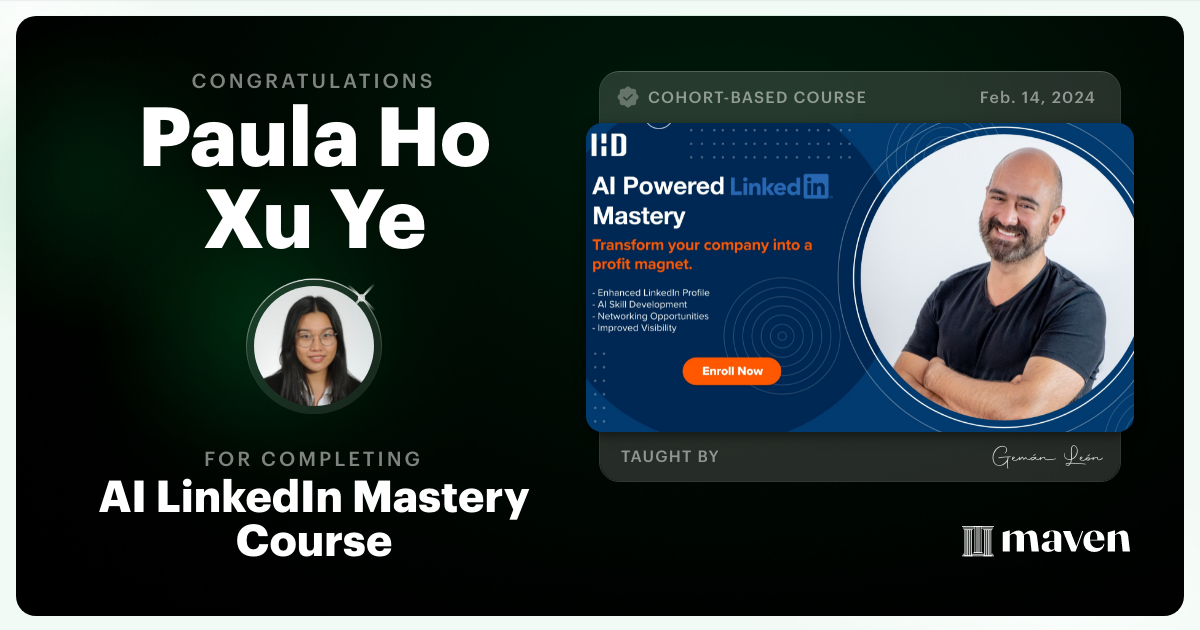 Certificate of Completion for The ASPIC Method, From Problem to Product in 5 Weeks