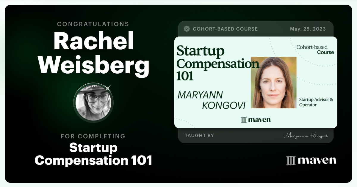 Certificate of Completion for Startup Compensation 101