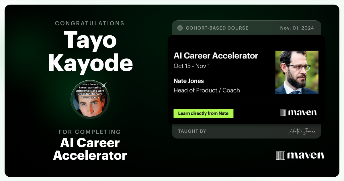 Certificate of Completion for AI Career Accelerator