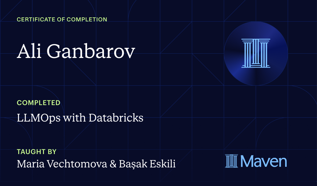 Certificate for LLMOps with Databricks