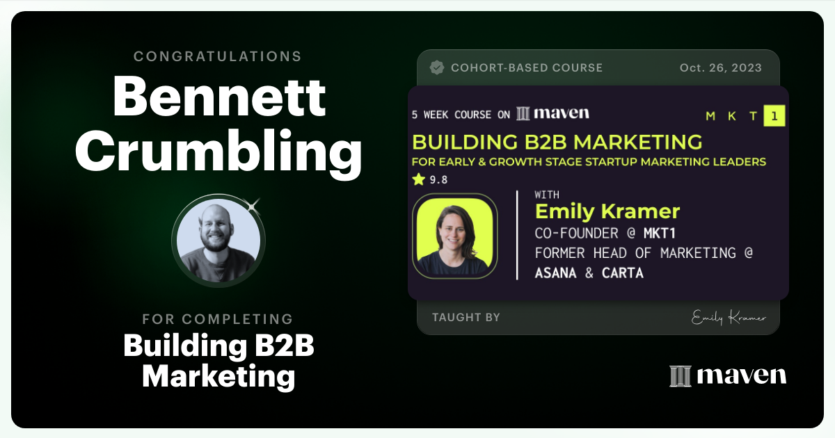 Certificate of Completion for Building B2B Marketing