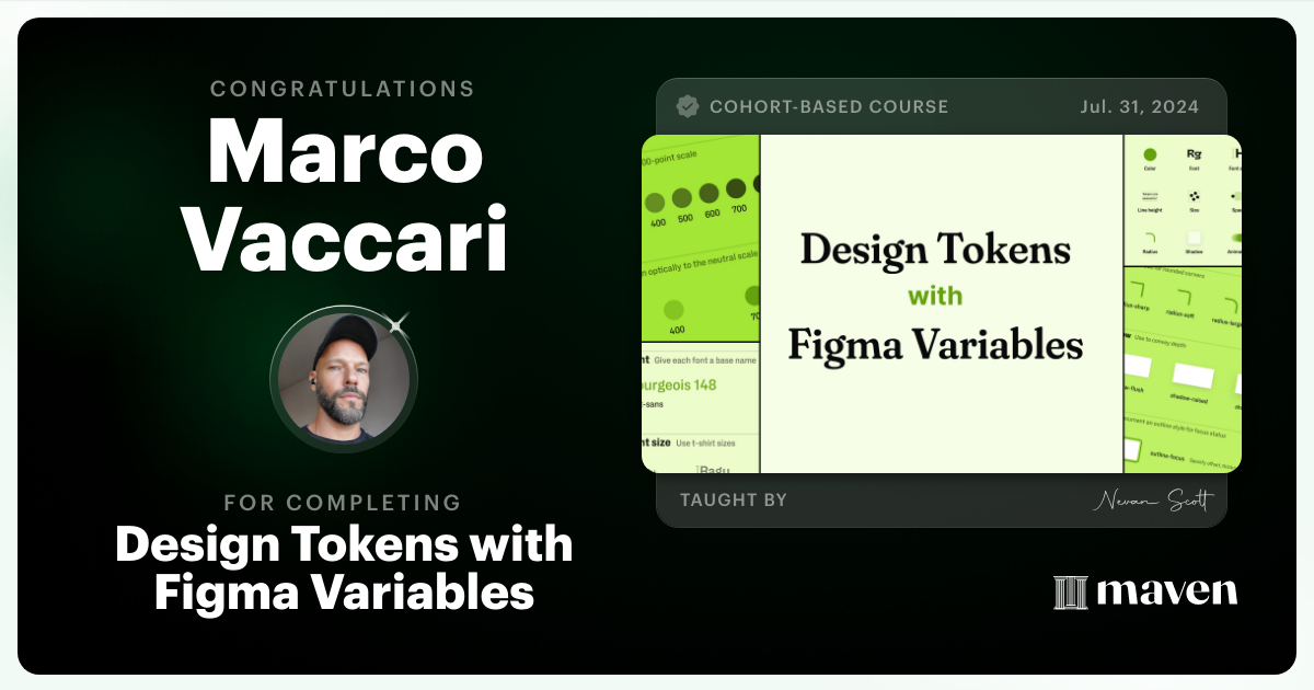 Certificate of Completion for Design Tokens with Figma Variables