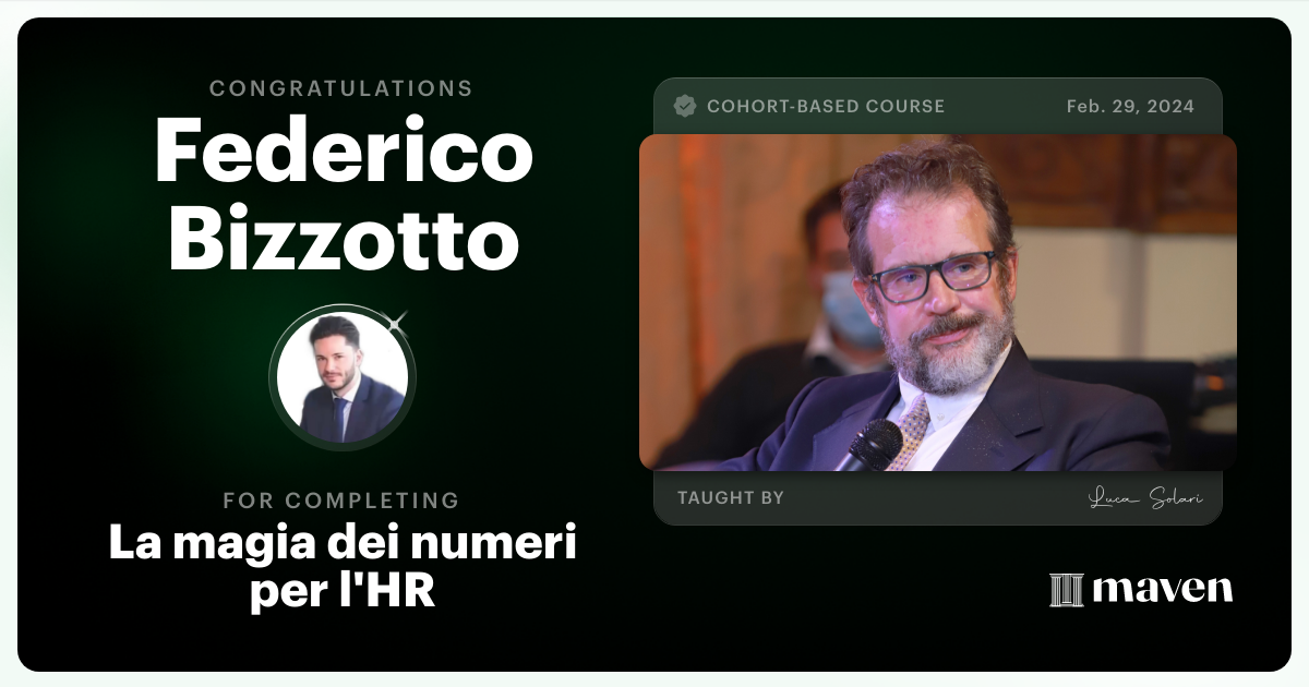 Certificate of Completion for La magia dei numeri per l'HR