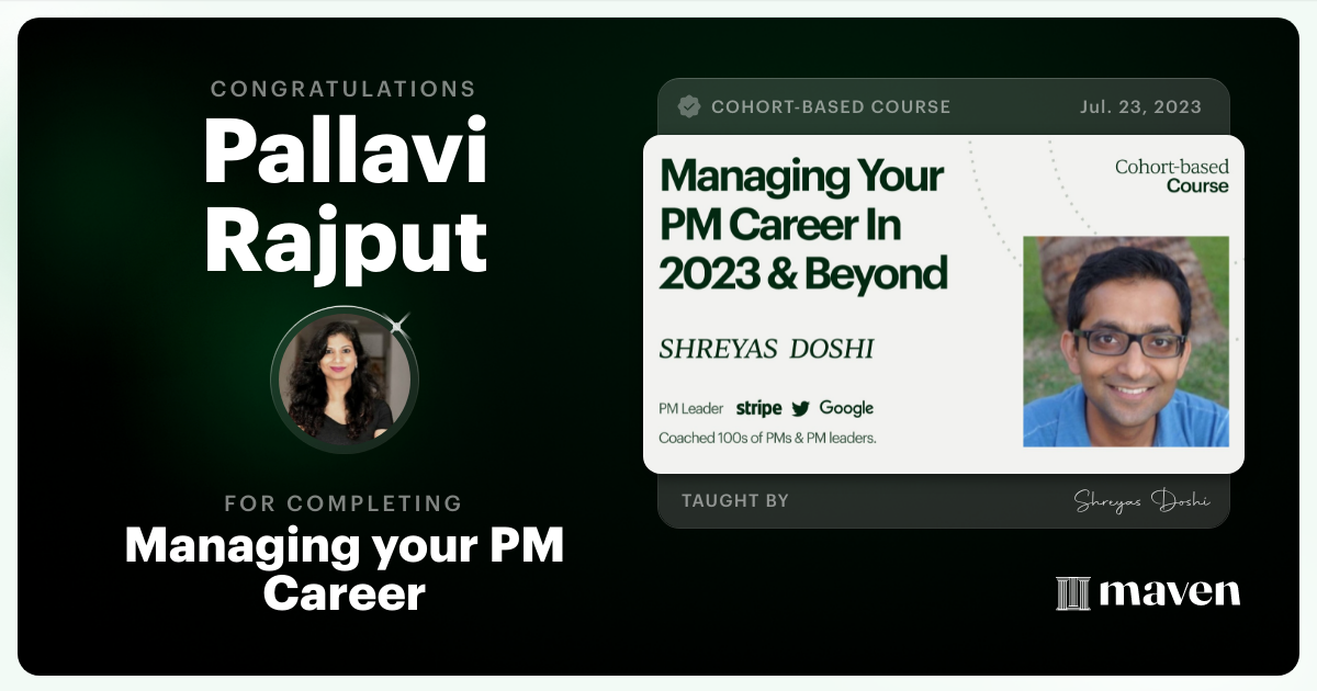 Certificate of Completion for Managing your PM Career in 2025 and beyond