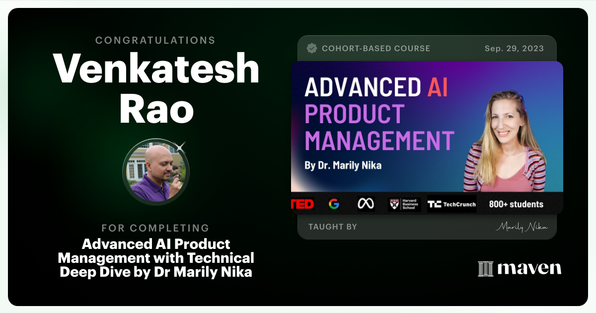 Certificate of Completion for Advanced AI Product Leadership Certification