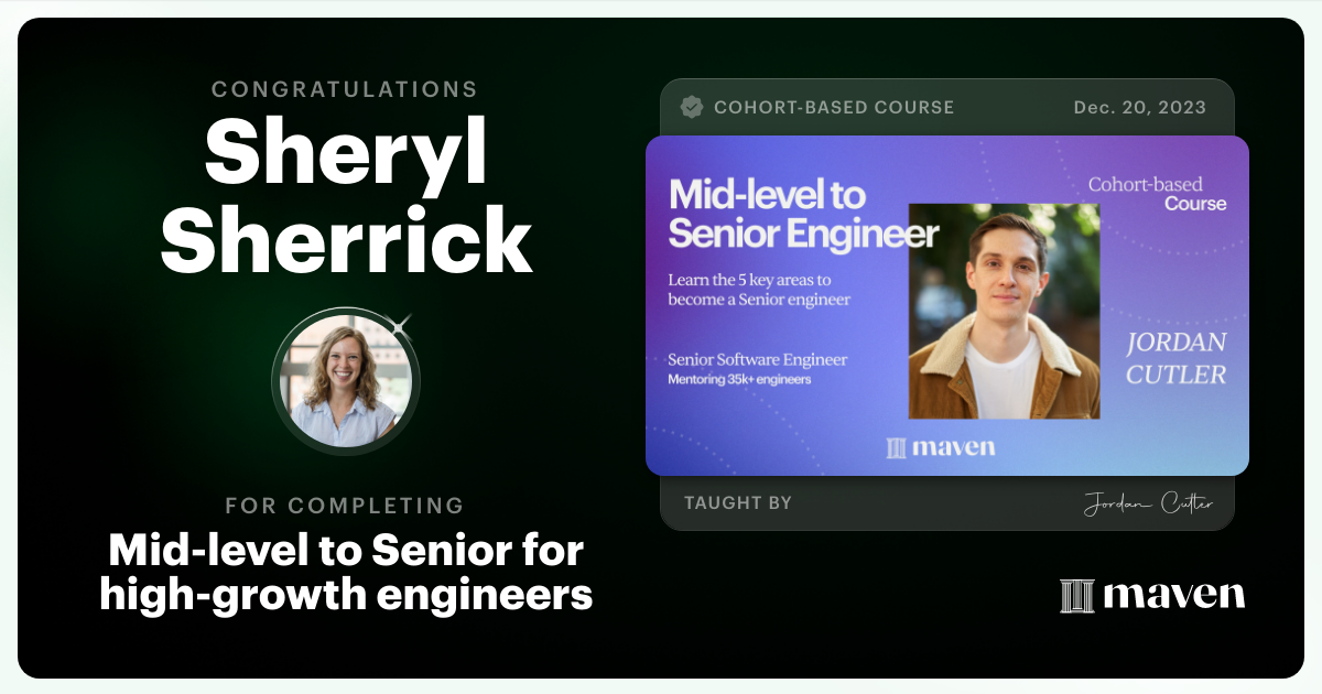 Certificate of Completion for Mid-level to Senior for high-growth engineers