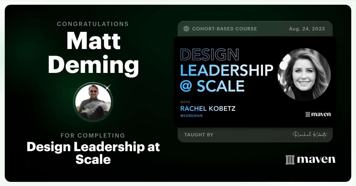 Certificate of Completion for Design Leadership at Scale: Executive