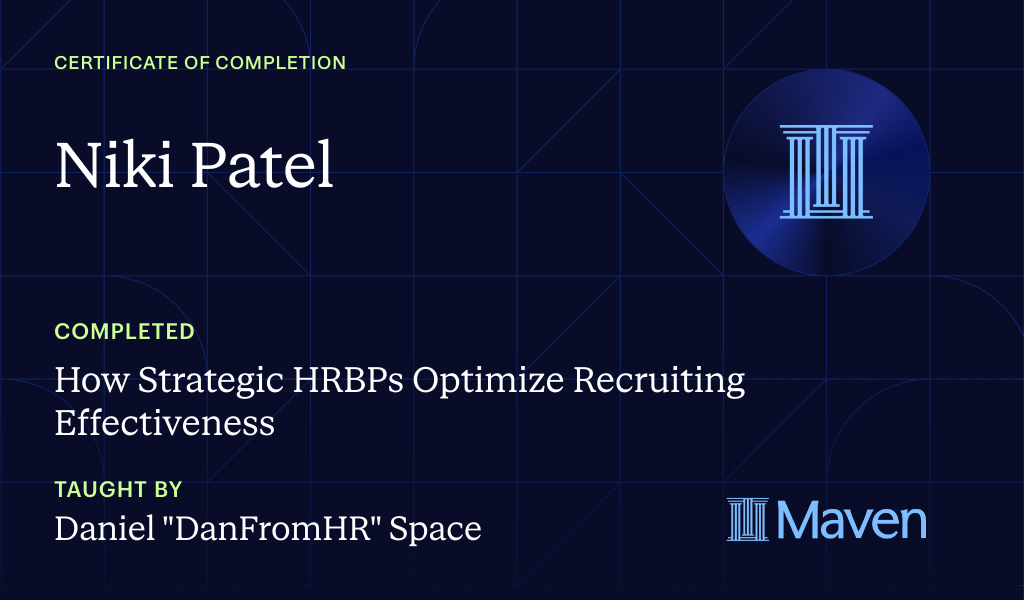 Certificate for How Strategic HRBPs Optimize Recruiting Effectiveness