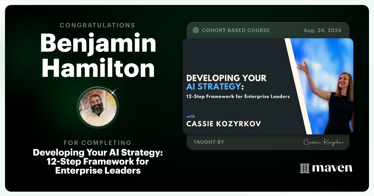 Certificate of Completion for Developing Your AI Strategy: A Framework for Leadership