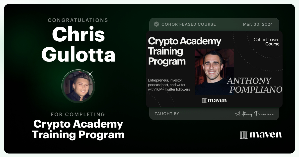 Certificate of Completion for Crypto Academy Training Program