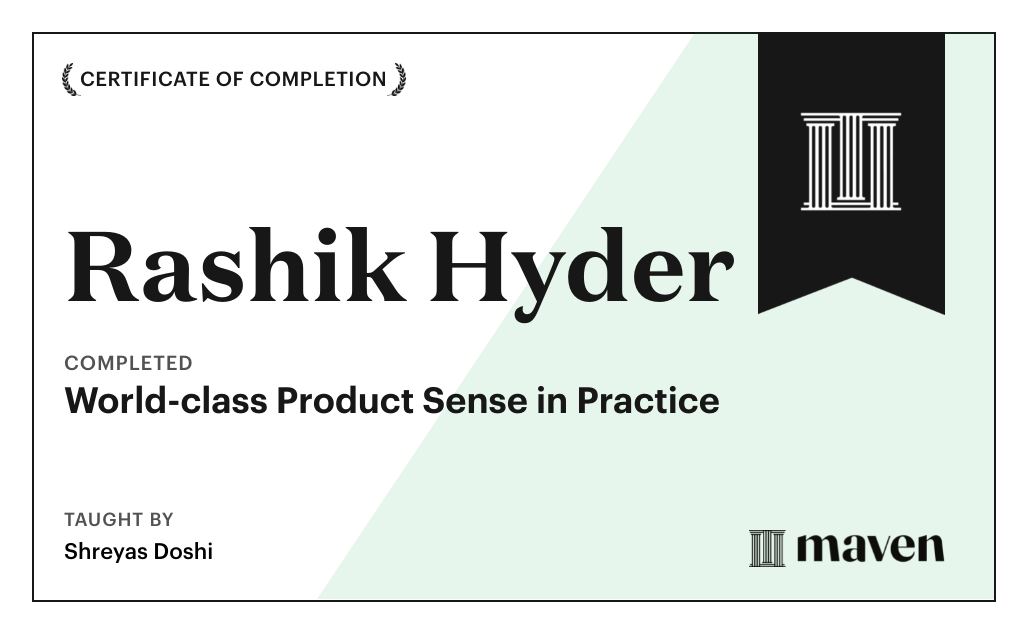 Certificate for World-class Product Sense in Practice