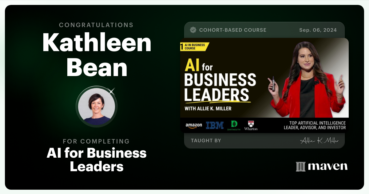 Certificate of Completion for AI for Business Leaders