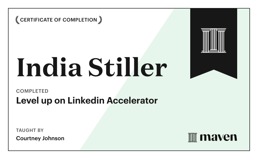 Certificate for Level up on Linkedin Accelerator