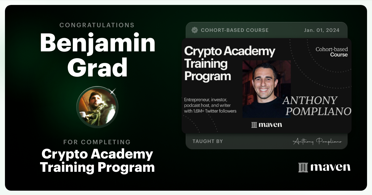Certificate of Completion for Crypto Academy Training Program
