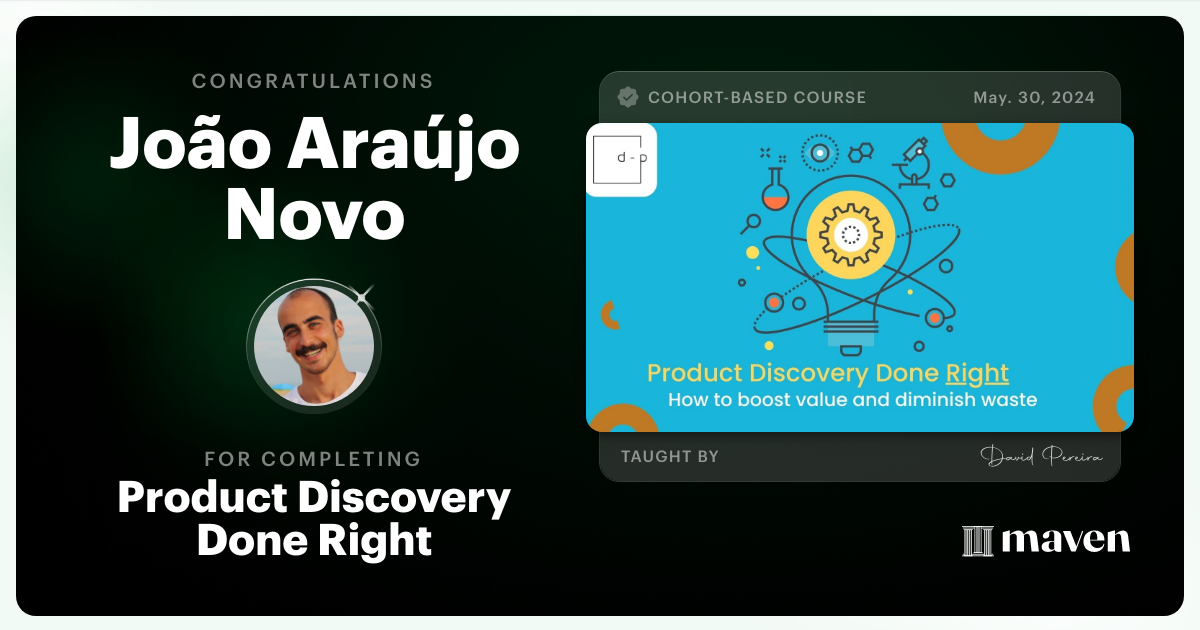 Certificate of Completion for Mastering Product Discovery