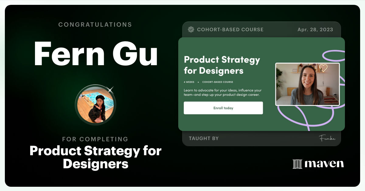 Certificate of Completion for Product Strategy for Designers