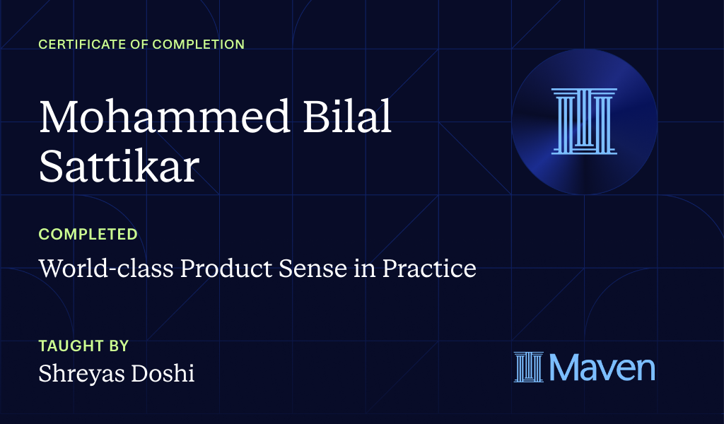 Certificate for World-class Product Sense in Practice