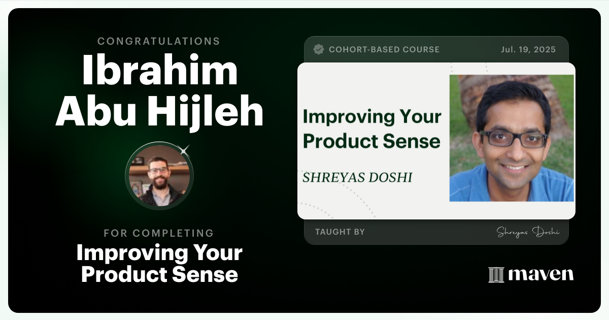 Certificate of Completion for World-class Product Sense in Practice